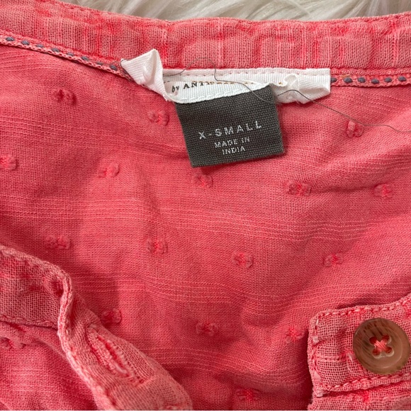 Anthropologie Pilcro Mila Draped Button Down Cotton Relaxed Fit Boho Top Size XS - Picture 3 of 5